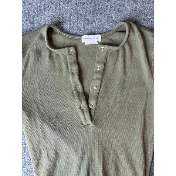 Lovers and Friends Bodysuit Women XXS Green Long Sleeve Basic Minimalist 2XS - Picture 8 of 9